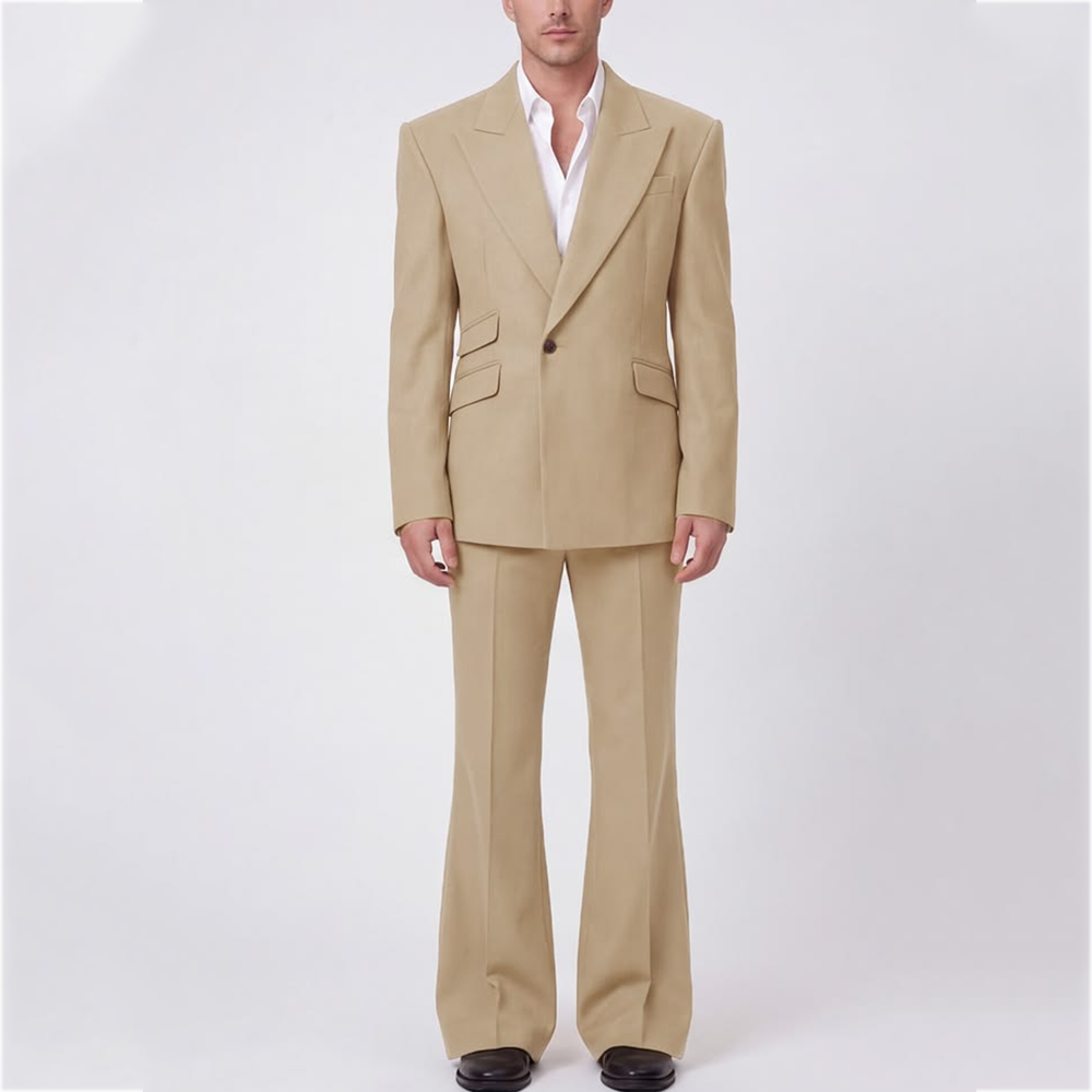Men Formal Party Wear Outfit - 高品質メンズスーツ、無地、ピークドラペル、ワンボタン、男性用衣料、ハンサムなストレートウェディング新郎衣装、フォーマルウェア