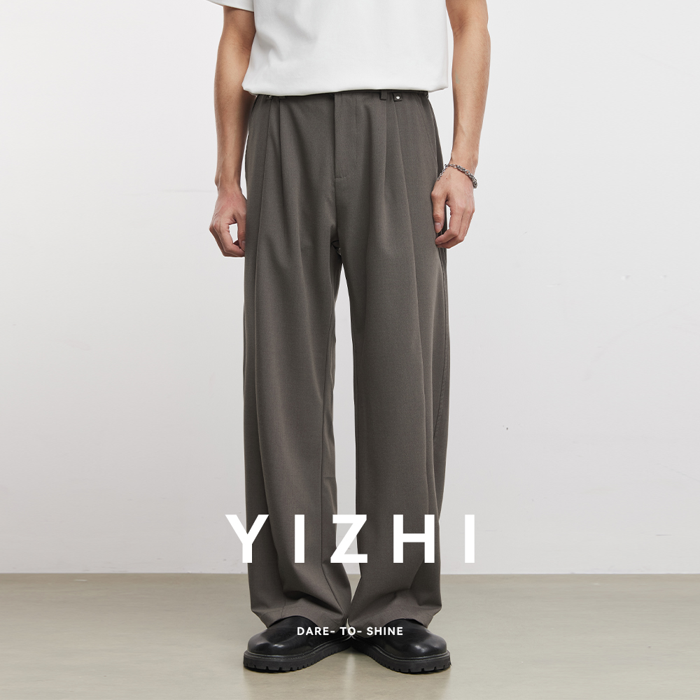 Men'S Formal Wear In Winter - 220 グラム織物生地シミターカジュアルパンツ男性用 2026 春レトロフォーマルウェアきちんとした職場多用途床拭きパンツ
