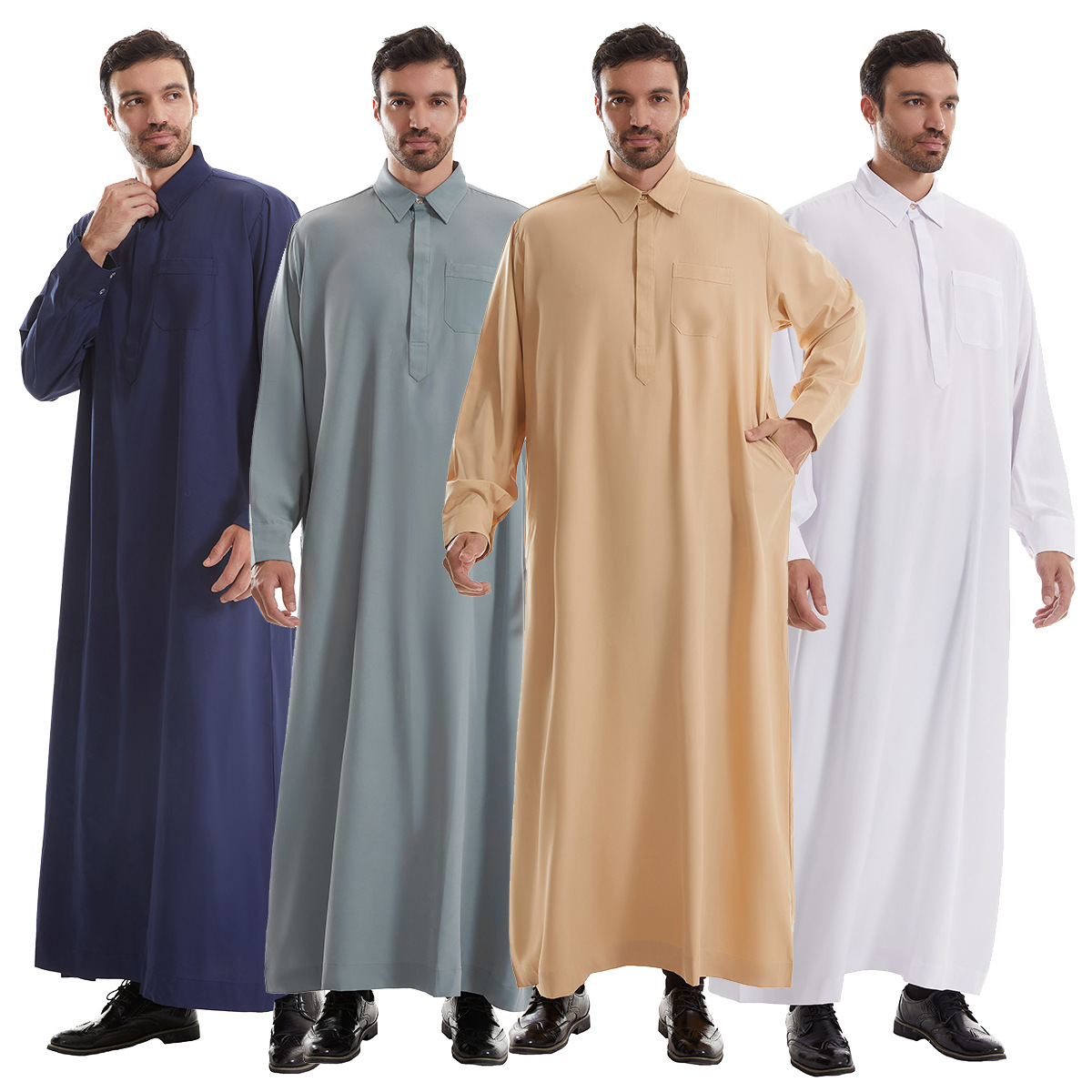 Men Formal Wear Dubai - 男性 Jubba トーブメンズロングシャツドレスイードイスラム教徒 2025 ラマダンラペルローブサウジ Musulman