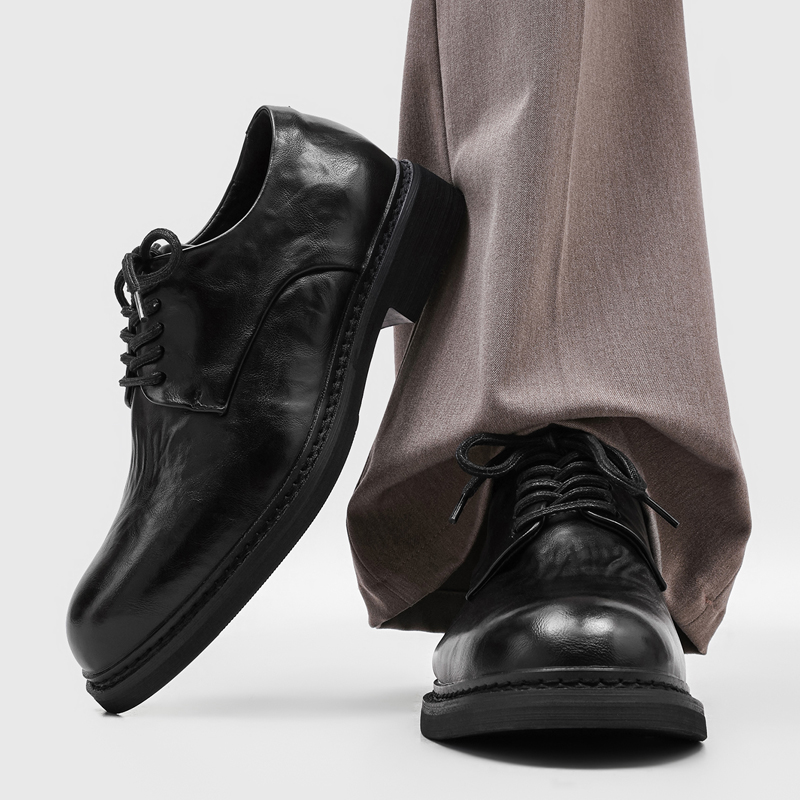 Formal Wear Men H&M - ライトラグジュアリープリーツメンズダービーシューズ、レースアップラウンドトゥ、ビジネスフォーマルウェア、結婚式、宴会、トレンディシューズ