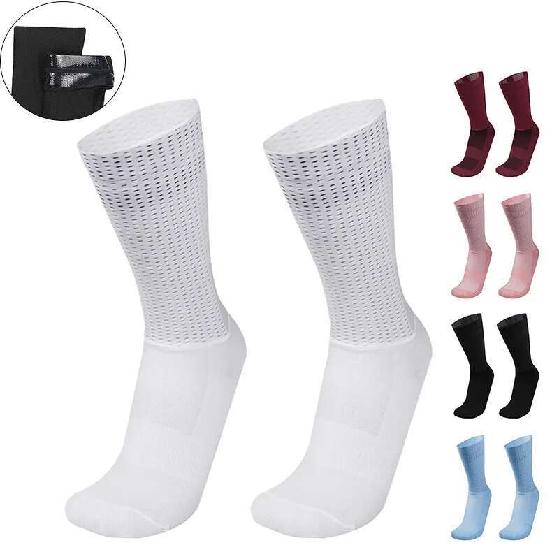 Sock Garter Men - エアロシリカ新ゲル夏靴下バイクチームノンスリップサイクリング通気性プロレーシングスポーツソックス男性女性 Calcetines Ciclismo