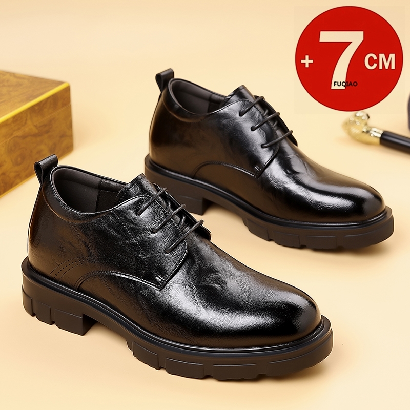 Formal Men Daily Wear Slippers - 男性用7CM身長アップビジネスシューズ、結婚式用革靴、滑り止めフォーマルオフィスウェア、快適な日常着用身長アップシューズ
