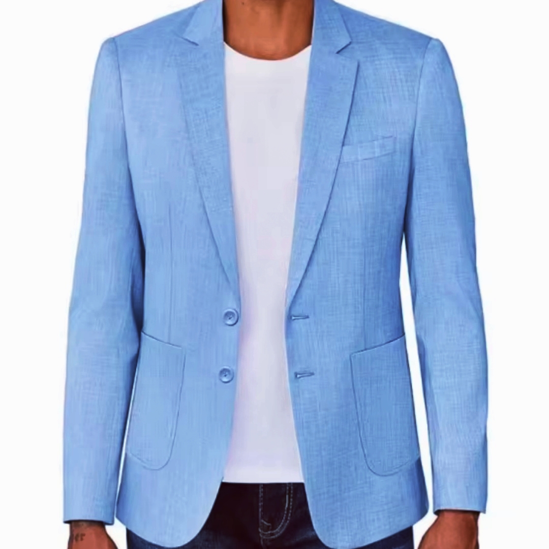 Men Formal Wear Summer - スリムフィットメンズベージュ/ブルーリネンブレザーカジュアルパーティープロムデザイナーコート春夏新作フォーマルウェアリネンスーツブレザーアウター