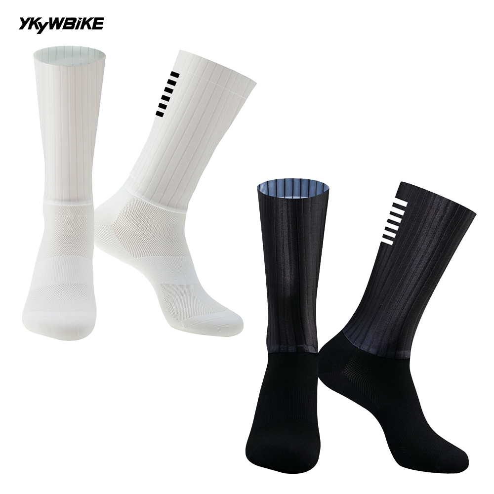 Sock Garter Men - ykywブラックホワイト抗スリップシリコーン男性のサイクリングソックス通気性エアロソックス男性自転車スポーツランニングmtbバイクホワイトラインソックス