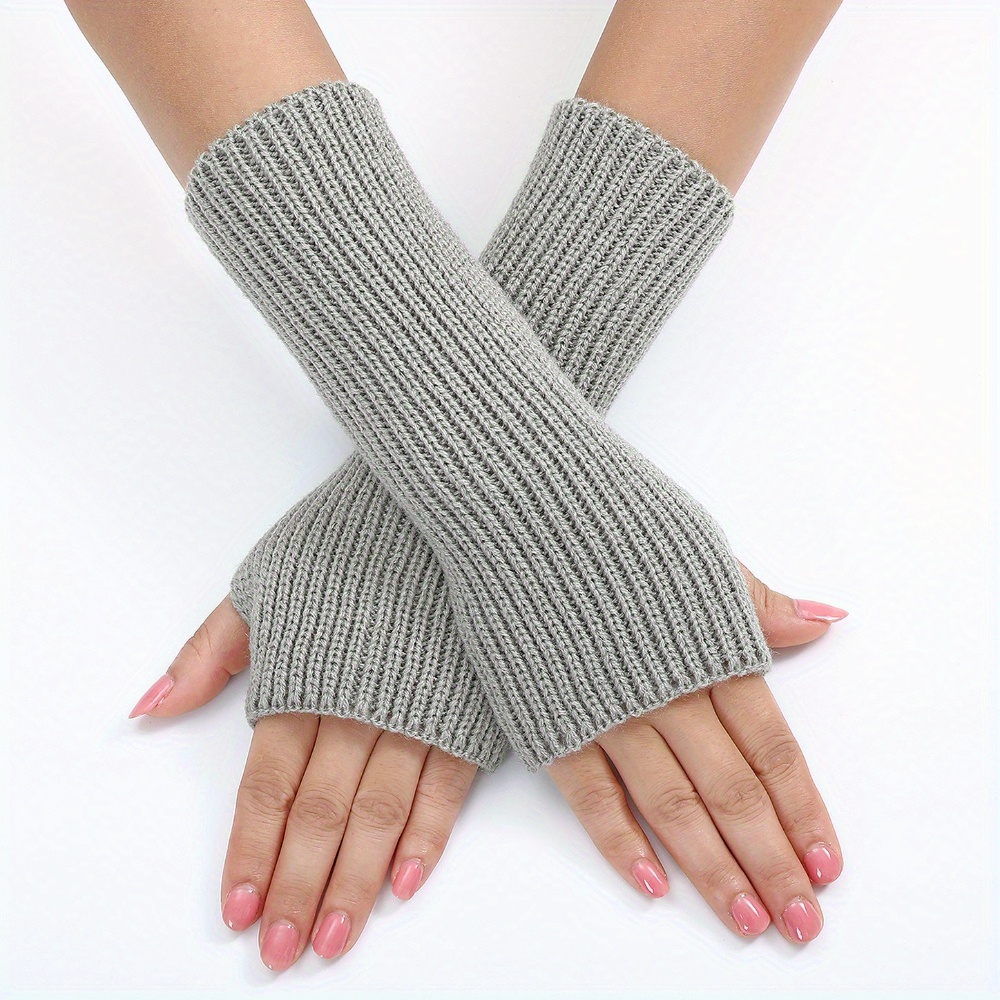 Formal Wear Gloves Men - フェイクカフスと指なし手首部が付いたユニセックスのストライプニット手袋 - 男性と女性向けの暖かく柔らかい冬用手袋、エレガントなリブ編みデザイン、カジュアルにもフォーマルにも適しており、アウトドアでの使用にもスタイリッシュです。