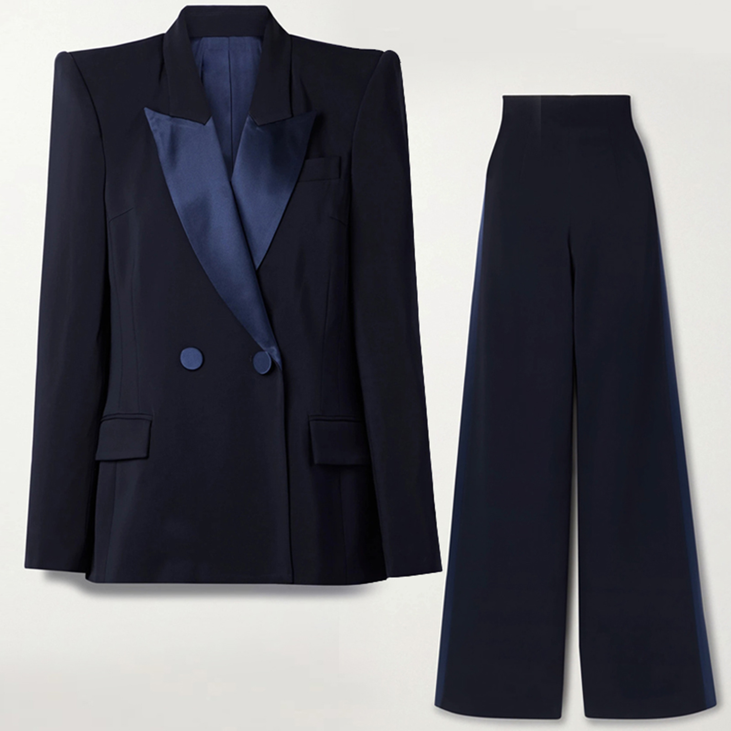ネイビーブルー レディース ツーピーススーツ ダブルボタンブ - Double Breasted Blazer のレビューと価格
