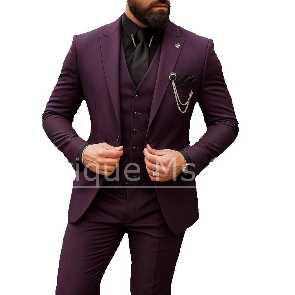 メンズ 3 ピース スーツ シングルブレスト ソリッドカラー - Men Formal Party Wear Outfit のレビューと価格