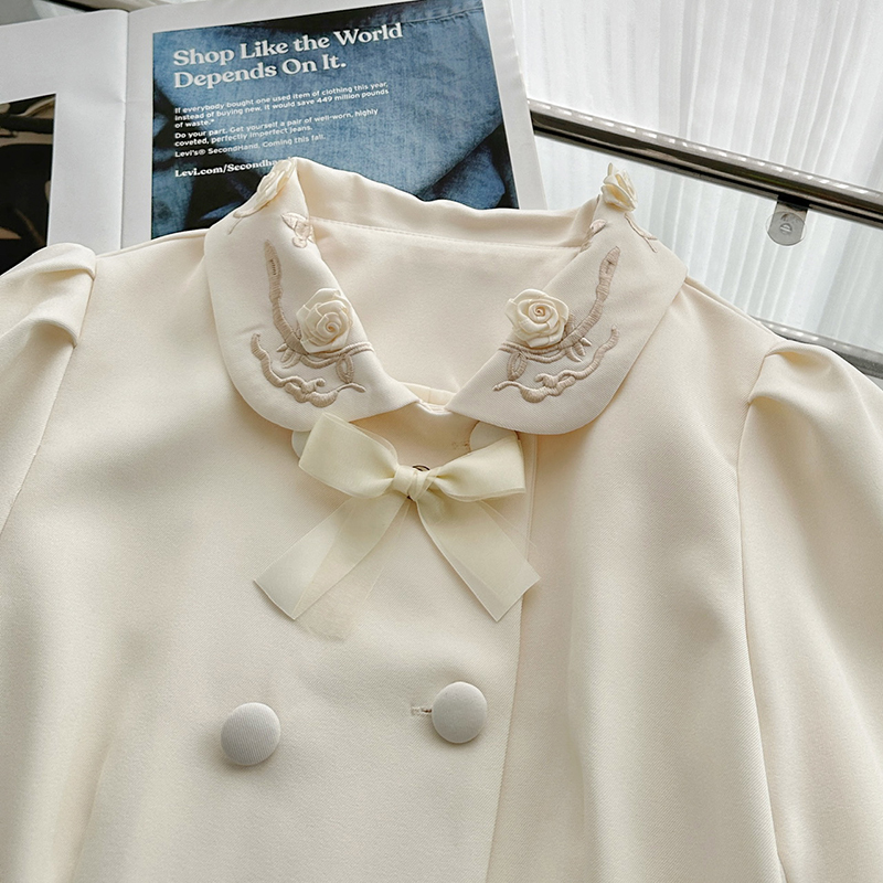 2ピースセット レディース 手作り花柄刺繍ブレザー ダブルブ - Double Breasted Blazer のレビューと価格