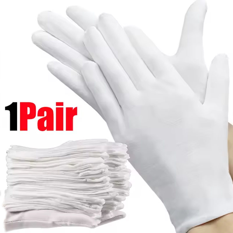 1 ペア白綿手袋男性フォーマルタキシード制服手袋儀仗隊パレー - Formal Wear Gloves Men のレビューと価格