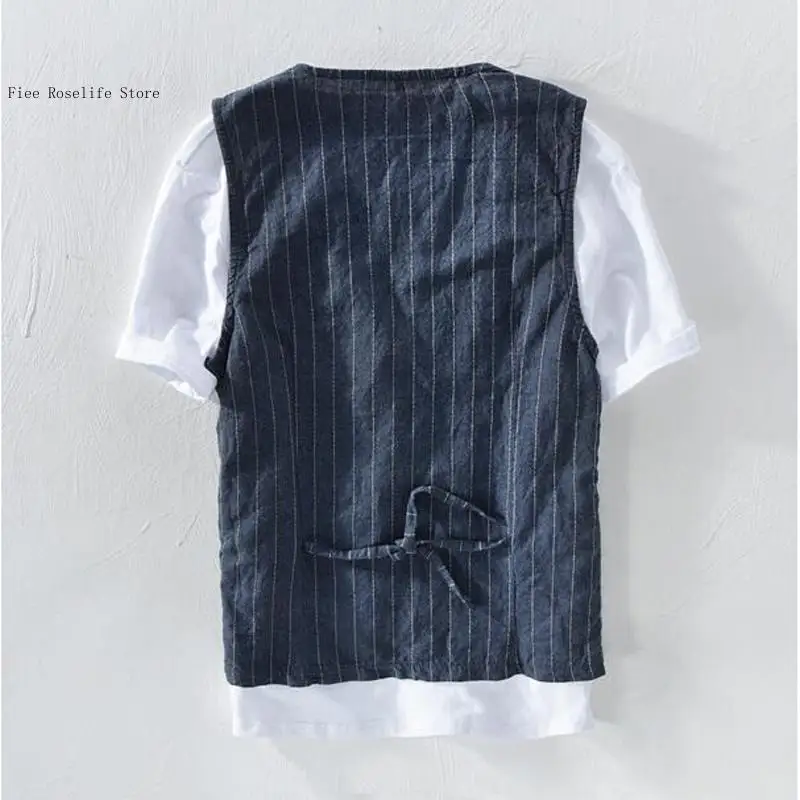 英国風カジュアルリネンベスト メンズ スリムフィット ビジネ - Men Formal Wear Summer のレビューと価格