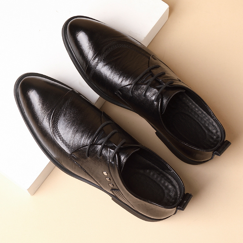 メタルリベット付きレザーオックスフォードシューズ、レースアッ - Men Formal Party Wear Dress のレビューと価格