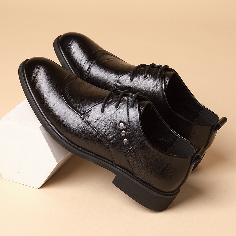 メタルリベット付きレザーオックスフォードシューズ、レースアッ - Men Formal Party Wear Dress のレビューと価格