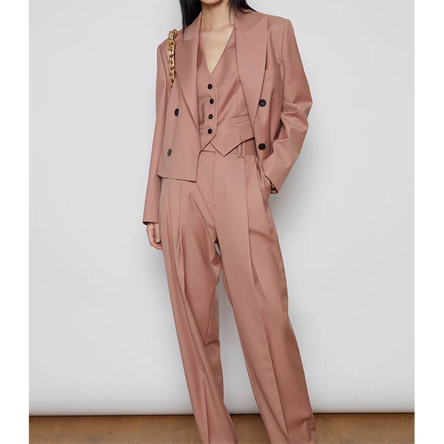 アリンジェントル レディーススーツパンツスーツ 3ピース ダ - Double Breasted Blazer のレビューと価格