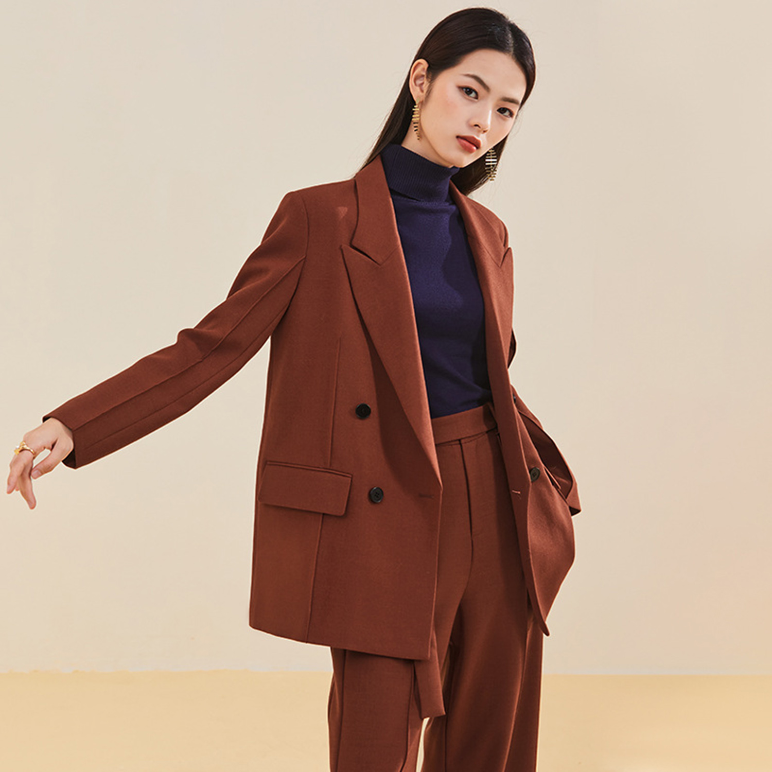 アリンジェントル レディース スーツ スリムフィット ビジネ - Double Breasted Blazer のレビューと価格