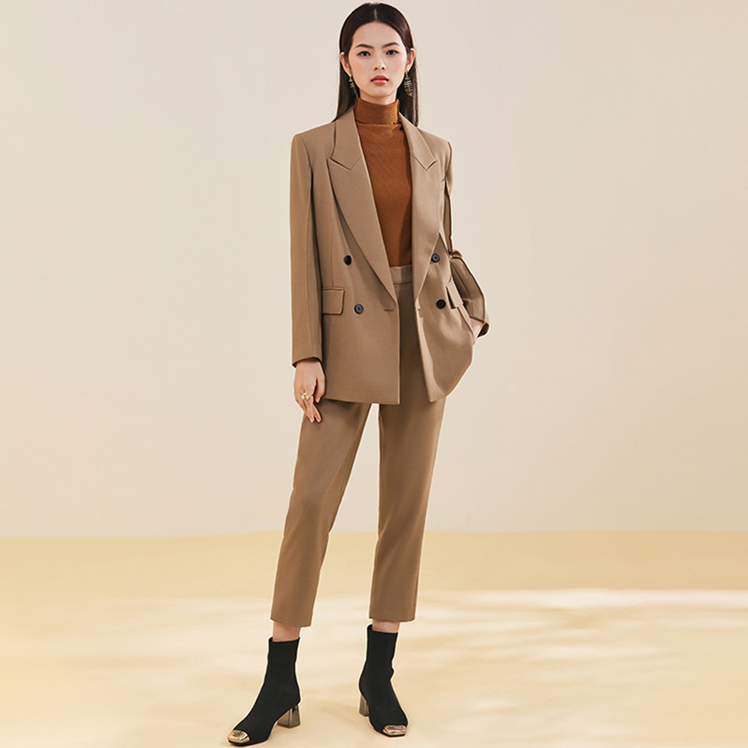 アリンジェントル レディース スーツ スリムフィット ビジネ - Double Breasted Blazer のレビューと価格