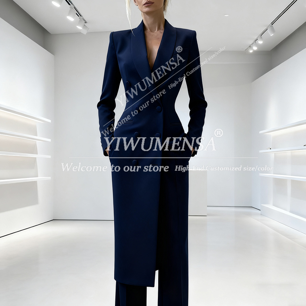 エレガントなレディーススーツ、ツーピース、ダブルブレスト、ピ - Double Breasted Blazer のレビューと価格