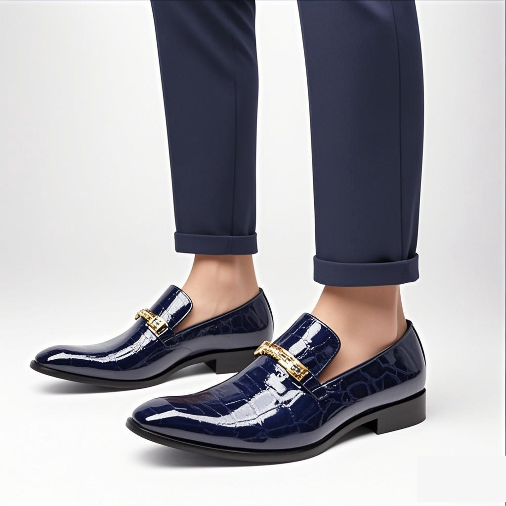 男性と女性のための春と秋の本革の靴,金属のライン,先のとがっ - Men Formal Wear Online のレビューと価格
