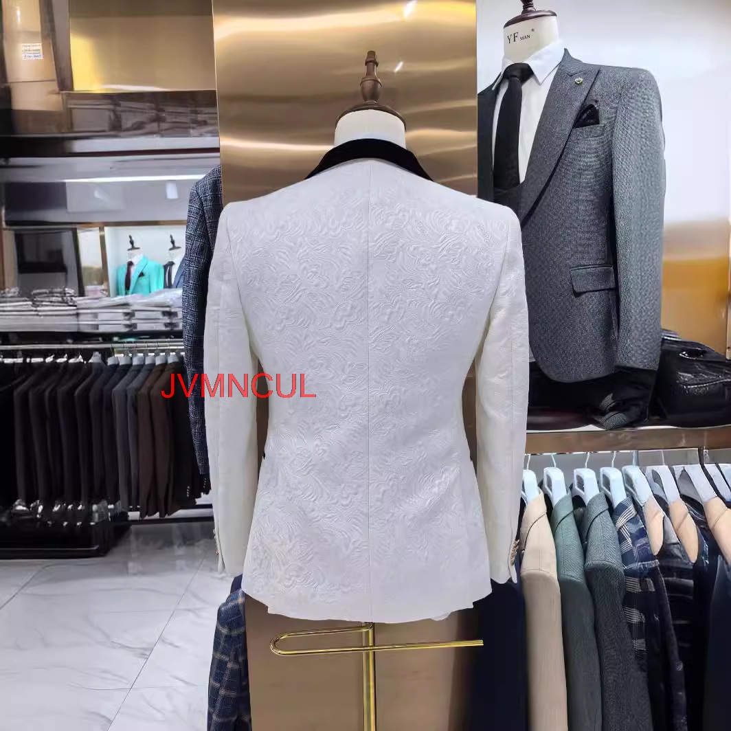 メンズ3ピーススーツ スリムフィット ウェディング新郎 フォ - Men Formal Party Wear Outfit のレビューと価格