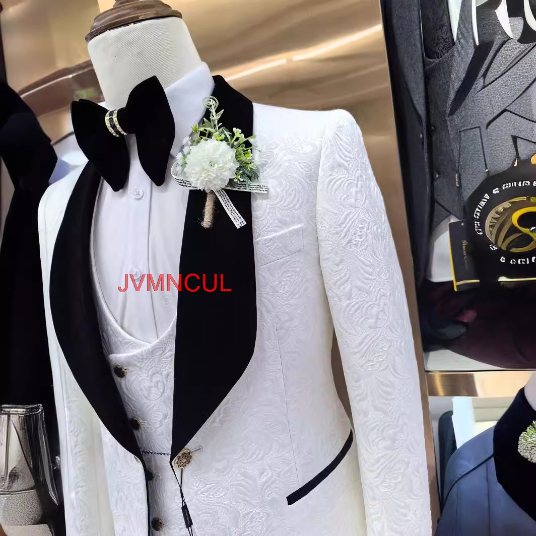 メンズ3ピーススーツ スリムフィット ウェディング新郎 フォ - Men Formal Party Wear Outfit のレビューと価格
