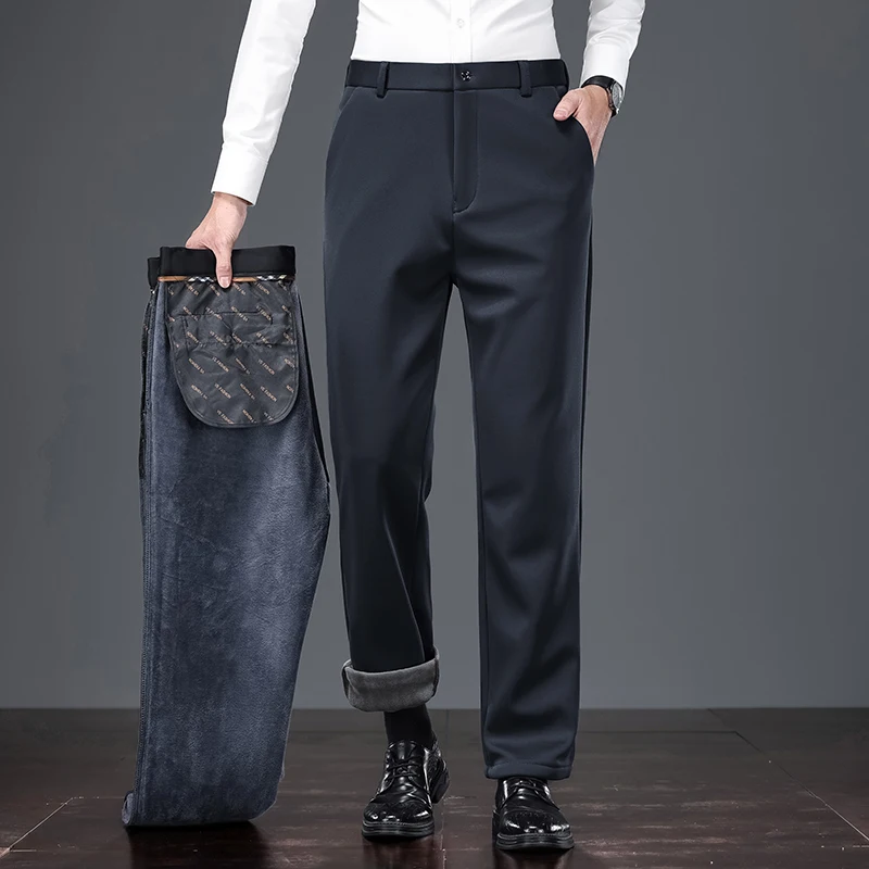 冬用サーマルメンズビジネススラックス ソフトプラッシュインナ - Men'S Formal Wear In Winter のレビューと価格