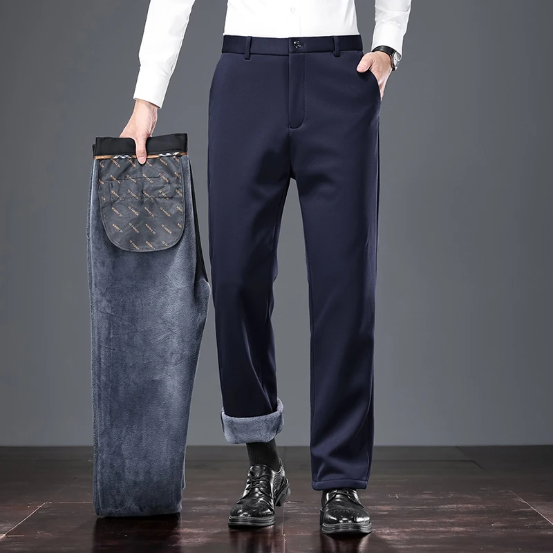 冬用サーマルメンズビジネススラックス ソフトプラッシュインナ - Men'S Formal Wear In Winter のレビューと価格