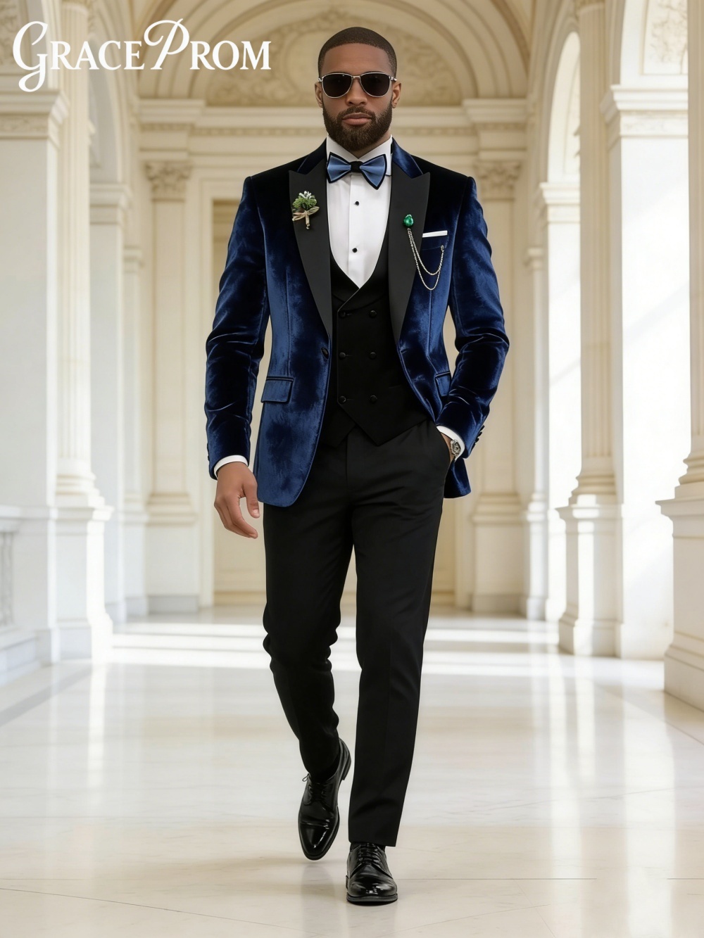 豪華なベルベット秋冬スーツセットメンズフォーマルタキシード2 - Men'S Formal Wear In Winter のレビューと価格