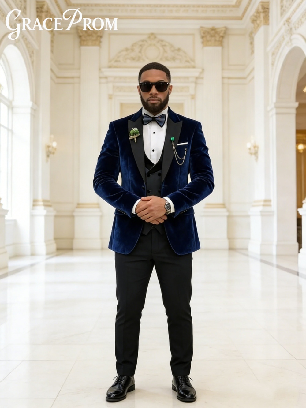 豪華なベルベット秋冬スーツセットメンズフォーマルタキシード2 - Men'S Formal Wear In Winter のレビューと価格