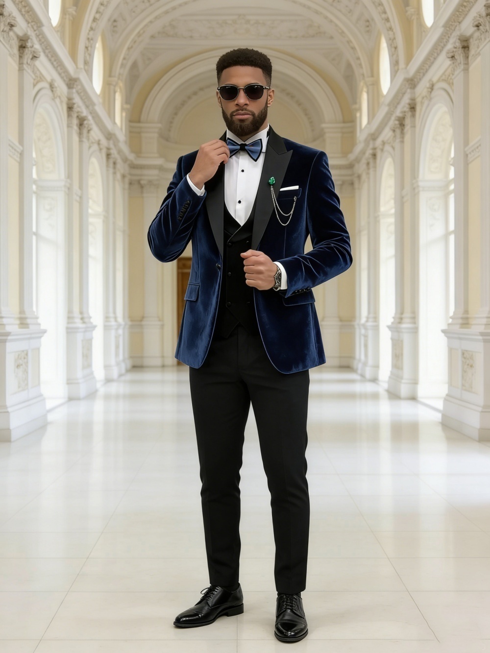 豪華なベルベット秋冬スーツセットメンズフォーマルタキシード2 - Men'S Formal Wear In Winter のレビューと価格