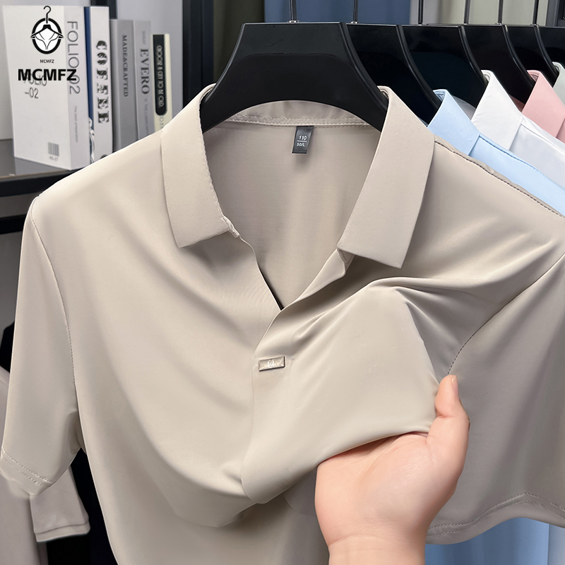 シンプルな隠しボタン付きメンズフラットラペルシャツ、シングル - Men Formal Wear Summer のレビューと価格