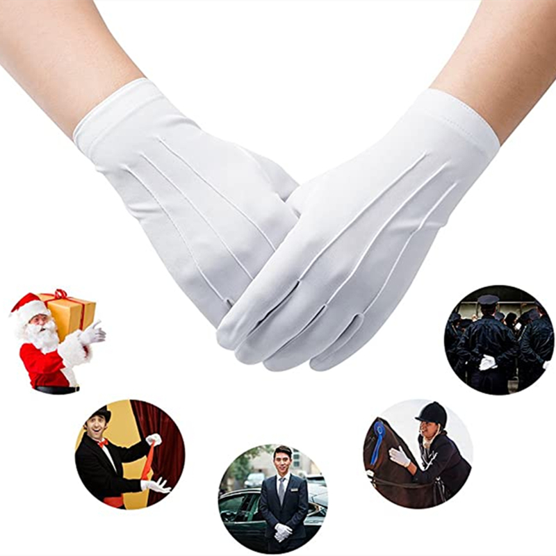 4 個白綿手袋男性フォーマルタキシード制服手袋名誉ガードパレ - Formal Wear Gloves Men のレビューと価格