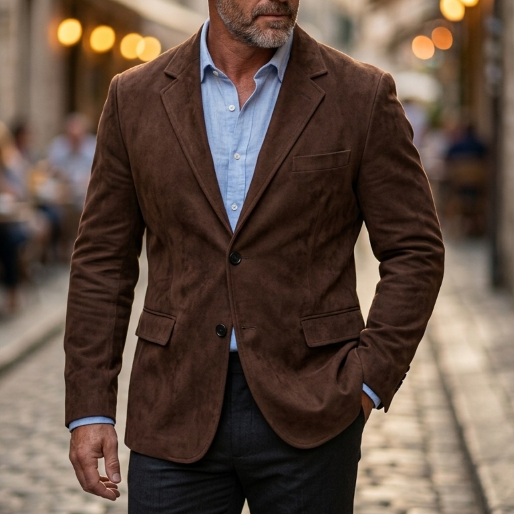 メンズヴィンテージスマートカジュアルスエードブレザージャケッ - Men'S Formal Wear In Winter のレビューと価格