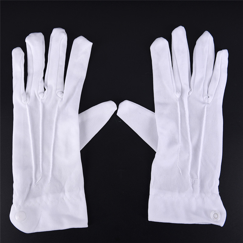 1 ペア白フォーマル手袋男性白綿制服手袋タキシード名誉ガード - Formal Wear Gloves Men のレビューと価格