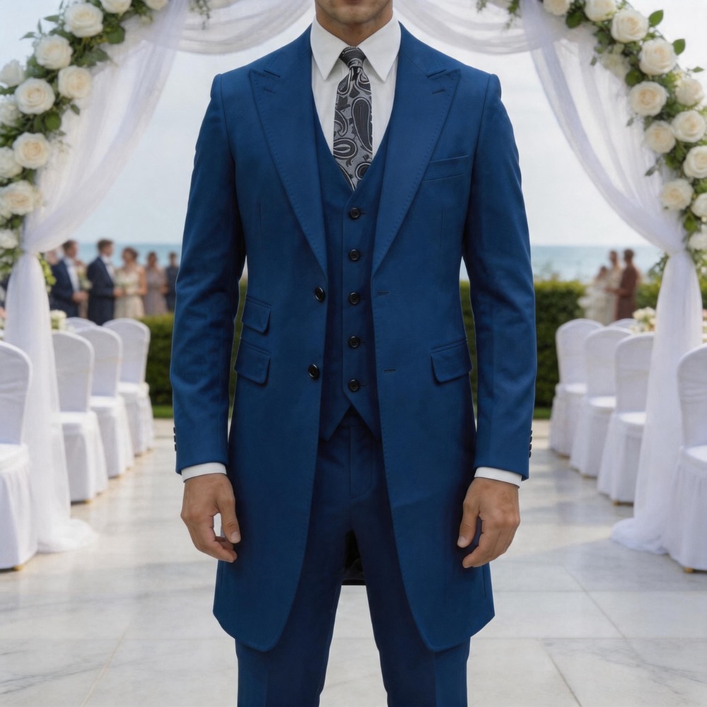 スリムフィット3ピースフォーマルメンズスーツ ロングジャケッ - Men Formal Party Wear Outfit のレビューと価格
