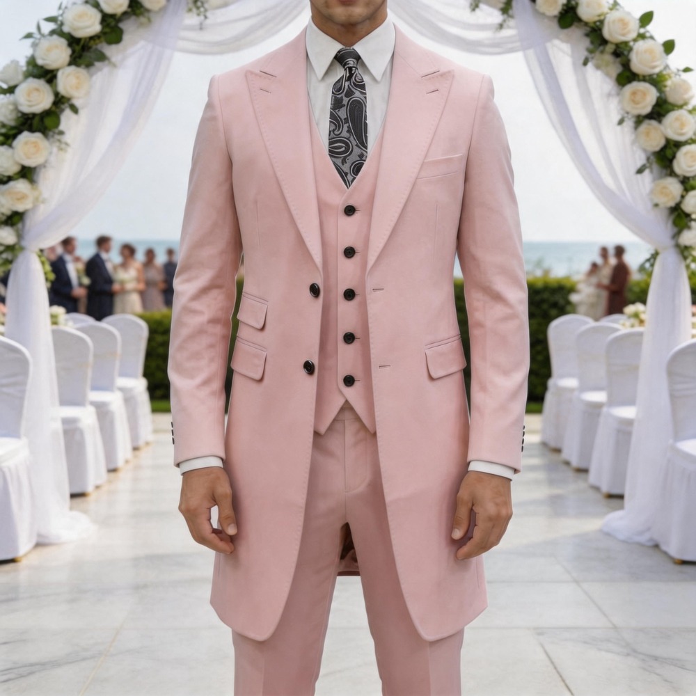 スリムフィット3ピースフォーマルメンズスーツ ロングジャケッ - Men Formal Party Wear Outfit のレビューと価格