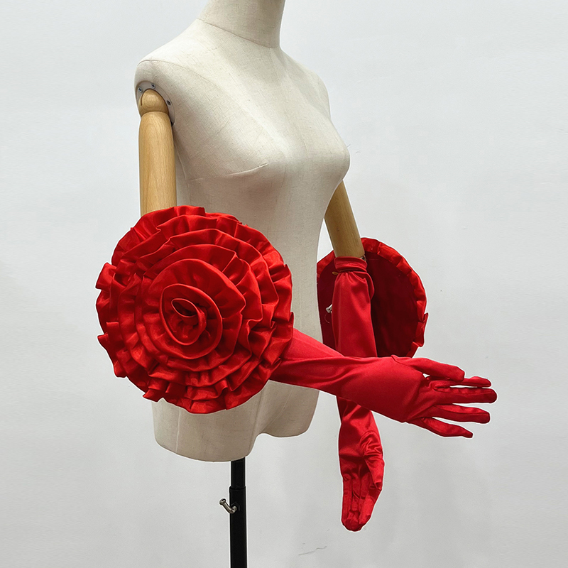 取り外し可能なサテンの手袋,大きな花,長い,3Dの個性,ショ - Formal Wear Gloves Men のレビューと価格