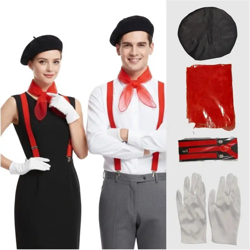 4 個男性女性マイム衣装ハロウィンアクセサリーセット大人のフ - Formal Wear Gloves Men のレビューと価格
