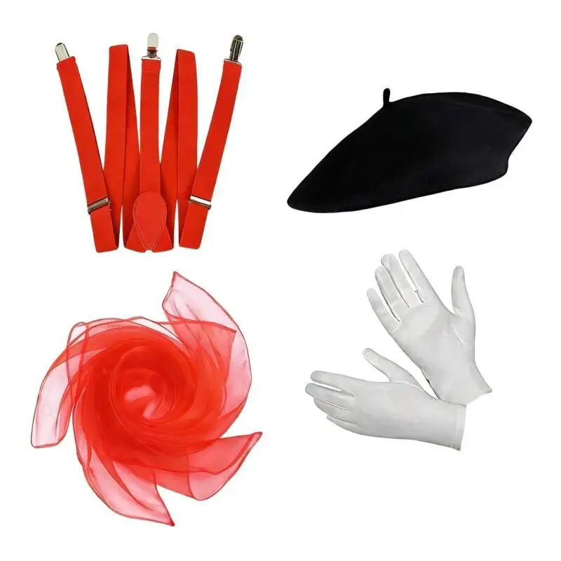4 個男性女性マイム衣装ハロウィンアクセサリーセット大人のフ - Formal Wear Gloves Men のレビューと価格