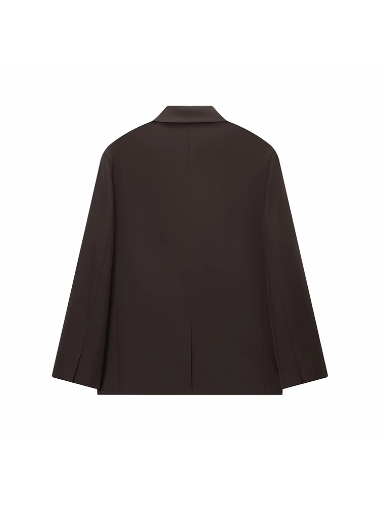 ZOCI 女性オフィスチョコレートブラウンスーツ女性 V ネ - Double Breasted Blazer のレビューと価格