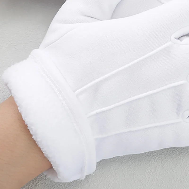 1 ペア白フォーマル手袋冬暖かい男性制服タキシード名誉ガード - Formal Wear Gloves Men のレビューと価格