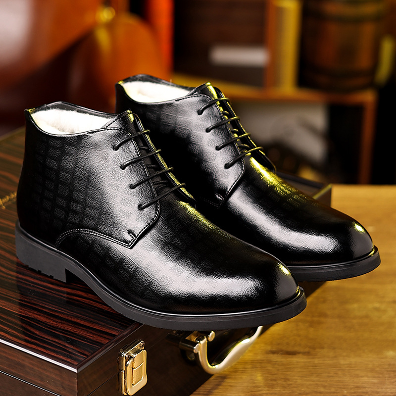 男性用ハイトップレザーブーツ,フォーマルビジネス,暖かいベル - Men'S Formal Wear In Winter のレビューと価格