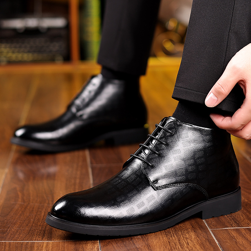 男性用ハイトップレザーブーツ,フォーマルビジネス,暖かいベル - Men'S Formal Wear In Winter のレビューと価格
