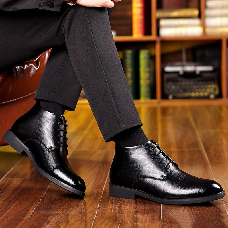 男性用ハイトップレザーブーツ,フォーマルビジネス,暖かいベル - Men'S Formal Wear In Winter のレビューと価格