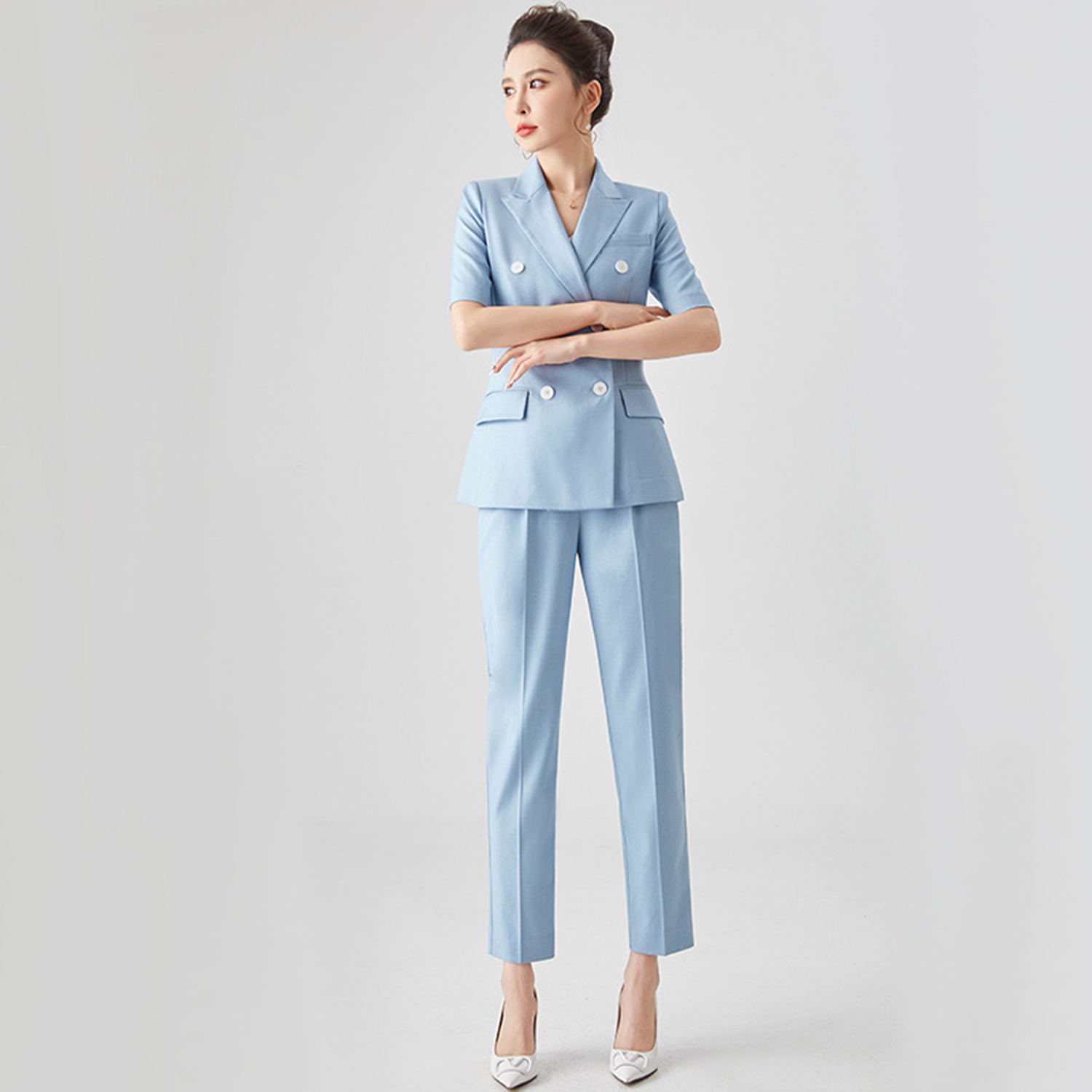 アリンジェントル レディーススーツ スリムフィット ビジネス - Double Breasted Blazer のレビューと価格