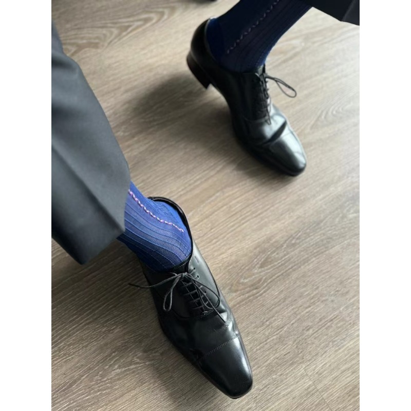 男性用ドレスソックス ブルー ブラック フォーマルウェア シ - Men Formal Party Wear Dress のレビューと価格