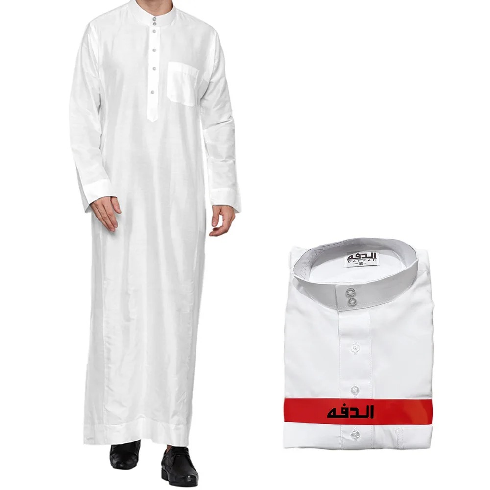 メンズポリエステルカタールトーブ、スタンドカラー、ポケット付 - Men Formal Wear Dubai のレビューと価格