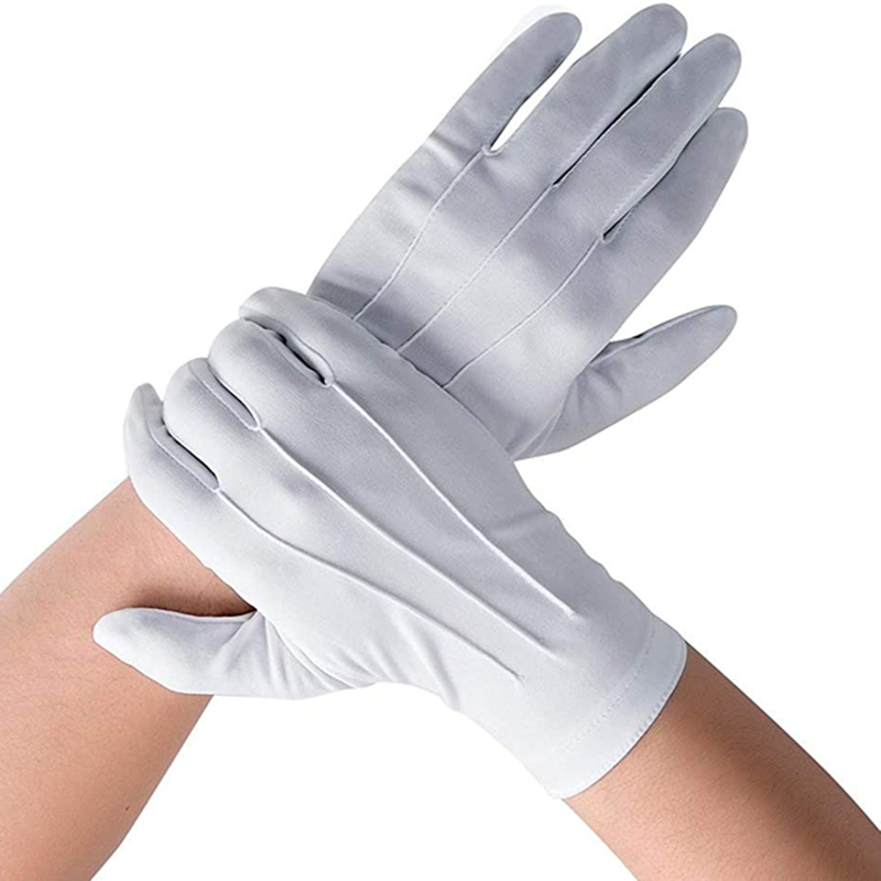白い綿手袋男性フォーマルタキシード制服ミトン儀仗隊パレードセ - Formal Wear Gloves Men のレビューと価格