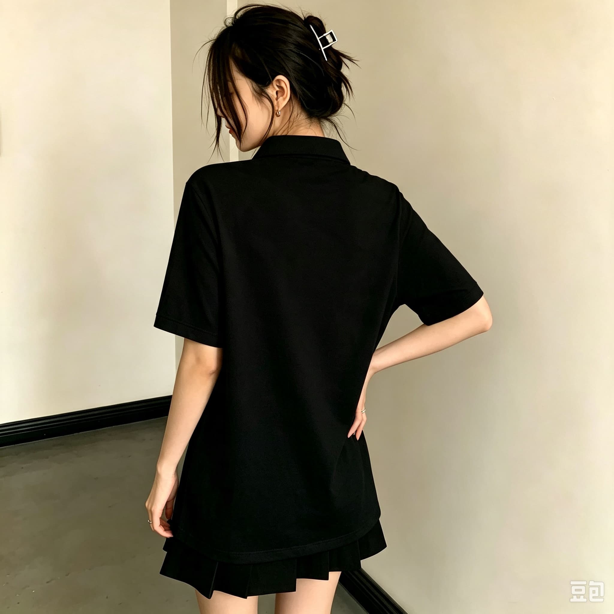ユニセックス ブラック ラペルカラー ポロシャツ キュートな - Men Formal Wear Summer のレビューと価格