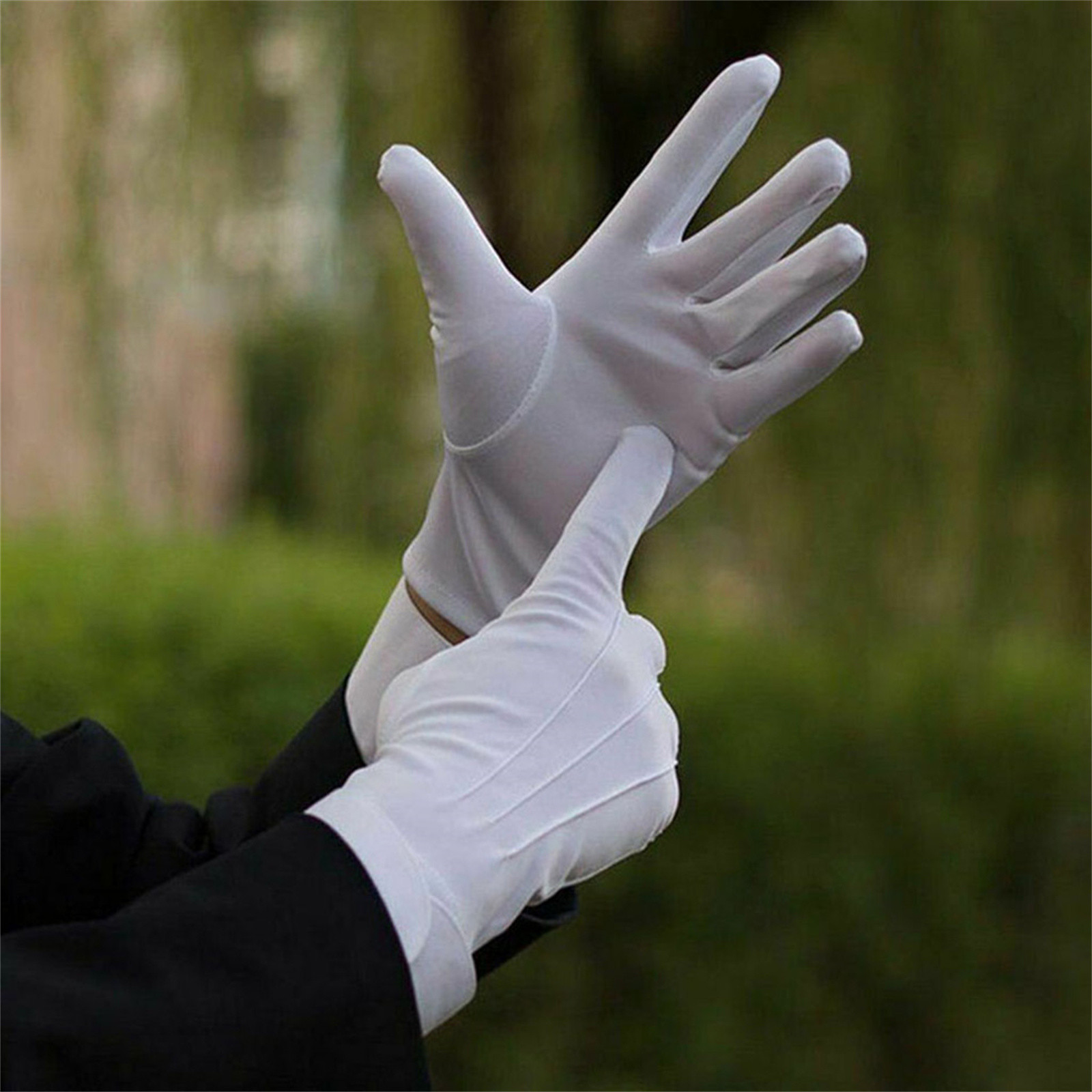 白い綿手袋男性フォーマルタキシード制服手袋儀仗隊パレードセレ - Formal Wear Gloves Men のレビューと価格