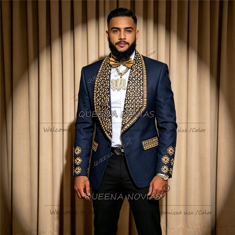 メンズ限定ウェディングタキシード ゴールドジュエリーストーン - Men Formal Party Wear Outfit のレビューと価格